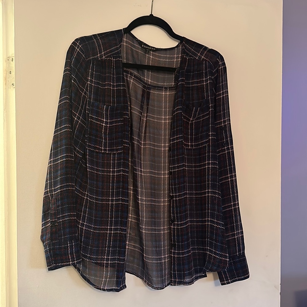 Express Medium Button Down Patterned Shirt